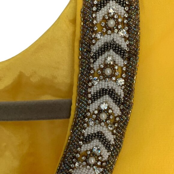 Nazila Couture size Large Yellow Kurta Tunic Beaded Applique Embroidered NWOT - Picture 6 of 8